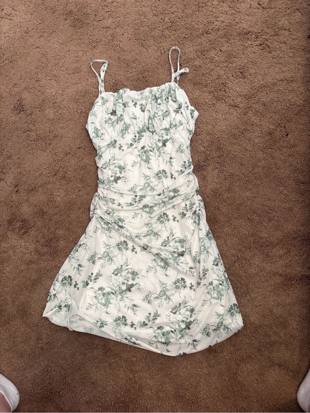 Floral Spaghetti-Strap Sundress in Sage Green